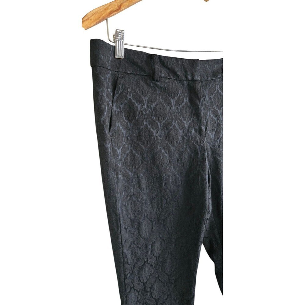 Ann Taylor Black Floral Embossed Pants Ankle Length Career Event Size 8P NWT - Picture 2 of 7